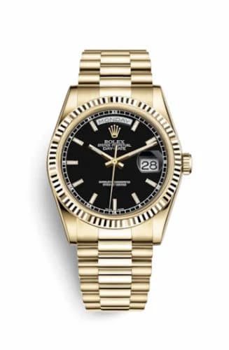 Rolex Day-Date 36 Yellow Gold Fluted / President / Black Diamonds 118238-0107 — фото часов Rolex Day-Date 36 Yellow Gold Fluted / President / Black Diamonds 118238-0107 — фото часов