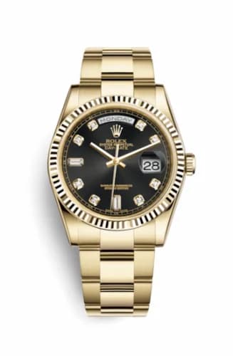 Rolex Day-Date 36 Yellow Gold Fluted / Oyster / Black Diamonds 118238-0111 — фото часов Rolex Day-Date 36 Yellow Gold Fluted / Oyster / Black Diamonds 118238-0111 — фото часов