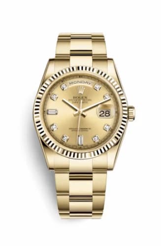 Rolex Day-Date 36 Yellow Gold Fluted / Oyster / Champagne Diamond 118238-0113 — фото часов Rolex Day-Date 36 Yellow Gold Fluted / Oyster / Champagne Diamond 118238-0113 — фото часов