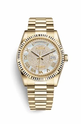 Rolex Day-Date 36 Yellow Gold Fluted / President Diamond / Paved Roman 118238-0123 — фото часов Rolex Day-Date 36 Yellow Gold Fluted / President Diamond / Paved Roman 118238-0123 — фото часов