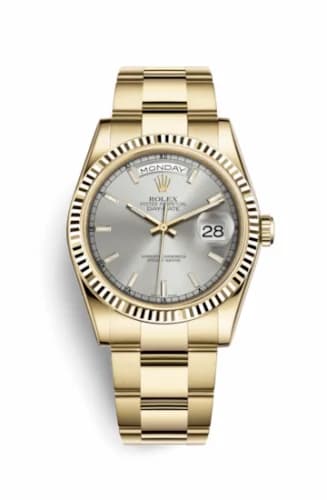 Rolex Day-Date 36 Yellow Gold Fluted / Oyster / Silver 118238-0164 — фото часов Rolex Day-Date 36 Yellow Gold Fluted / Oyster / Silver 118238-0164 — фото часов
