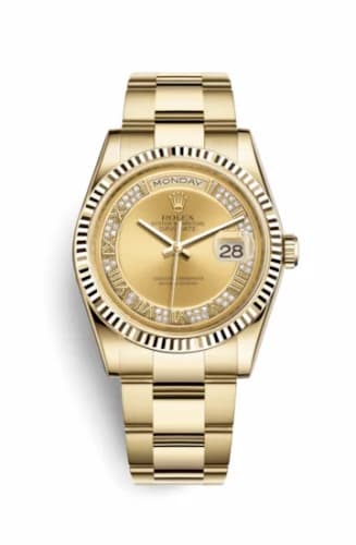 Rolex Day-Date 36 Yellow Gold Fluted / Oyster / Champagne Diamond 118238-0181 — фото часов Rolex Day-Date 36 Yellow Gold Fluted / Oyster / Champagne Diamond 118238-0181 — фото часов