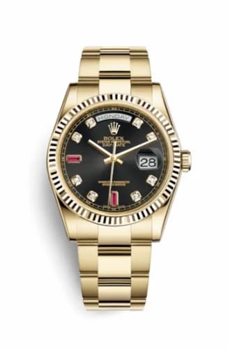 Rolex Day-Date 36 Yellow Gold Fluted / Oyster / Black Diamonds Rubies 118238-0396 — фото часов Rolex Day-Date 36 Yellow Gold Fluted / Oyster / Black Diamonds Rubies 118238-0396 — фото часов