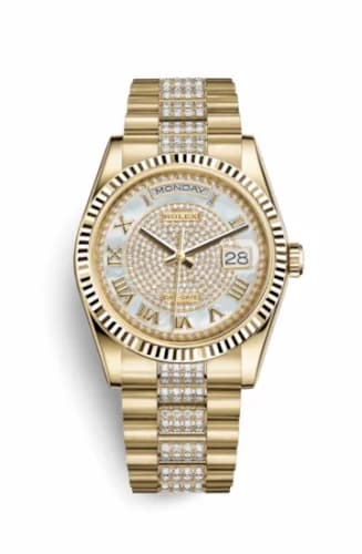 Rolex Day-Date 36 Yellow Gold Fluted / President / MOP Paved 118238-0406 — фото часов Rolex Day-Date 36 Yellow Gold Fluted / President / MOP Paved 118238-0406 — фото часов
