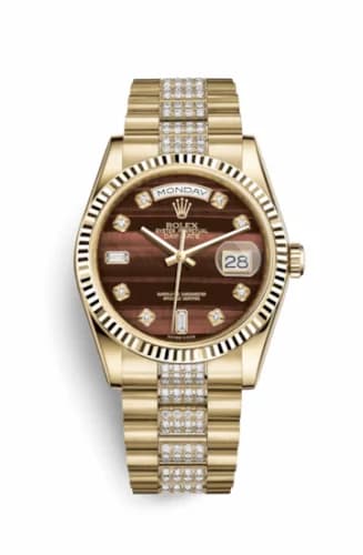Rolex Day-Date 36 Yellow Gold Fluted / President Diamonds / Bull's Eye 118238-0421 — фото часов Rolex Day-Date 36 Yellow Gold Fluted / President Diamonds / Bull's Eye 118238-0421 — фото часов