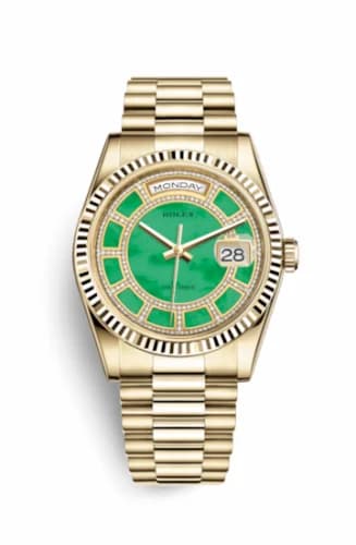 Rolex Day-Date 36 Yellow Gold Fluted / President / Green Jade Carousel 118238-0437 — фото часов Rolex Day-Date 36 Yellow Gold Fluted / President / Green Jade Carousel 118238-0437 — фото часов