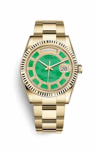 Rolex Day-Date 36 Yellow Gold Fluted / Oyster / Green Jade Carousel 118238-0438 — фото часов Rolex Day-Date 36 Yellow Gold Fluted / Oyster / Green Jade Carousel 118238-0438 — фото часов