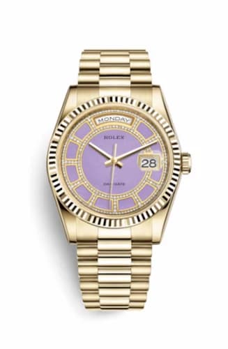 Rolex Day-Date 36 Yellow Gold Fluted / President / Lavender Jade Carousel 118238-0442 — фото часов Rolex Day-Date 36 Yellow Gold Fluted / President / Lavender Jade Carousel 118238-0442 — фото часов