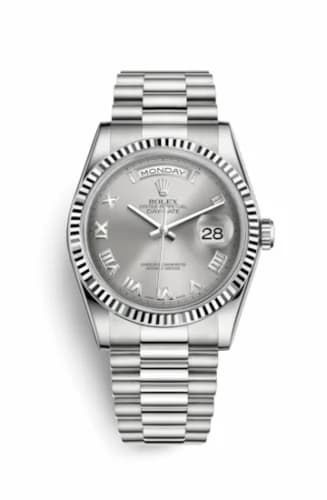 Rolex Day-Date 36 White Gold Fluted / President / Grey Roman 118239-0082 — фото часов Rolex Day-Date 36 White Gold Fluted / President / Grey Roman 118239-0082 — фото часов