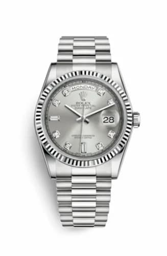 Rolex Day-Date 36 White Gold Fluted / President / Silver Diamond 118239-0086 — фото часов Rolex Day-Date 36 White Gold Fluted / President / Silver Diamond 118239-0086 — фото часов