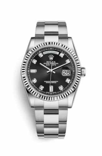 Rolex Day-Date 36 White Gold Fluted / Oyster / Black Diamonds 118239-0099 — фото часов Rolex Day-Date 36 White Gold Fluted / Oyster / Black Diamonds 118239-0099 — фото часов