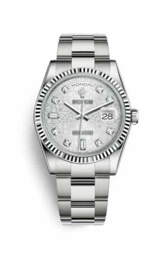Rolex Day-Date 36 White Gold Fluted / Oyster / Silver Computer 118239-0143 — фото часов Rolex Day-Date 36 White Gold Fluted / Oyster / Silver Computer 118239-0143 — фото часов