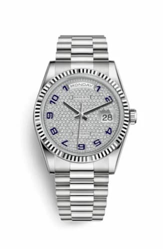 Rolex Day-Date 36 White Gold Fluted / President / Paved 118239-0144 — фото часов Rolex Day-Date 36 White Gold Fluted / President / Paved 118239-0144 — фото часов