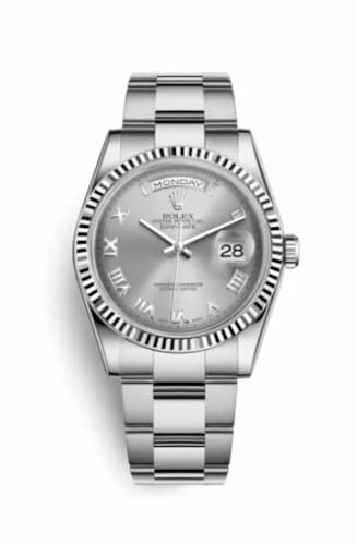 Rolex Day-Date 36 White Gold Fluted / Oyster / Grey Roman 118239-0145 — фото часов Rolex Day-Date 36 White Gold Fluted / Oyster / Grey Roman 118239-0145 — фото часов