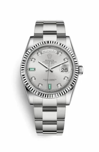 Rolex Day-Date 36 White Gold Fluted / Oyster / Silver Diamond Emerald 118239-0271 — фото часов Rolex Day-Date 36 White Gold Fluted / Oyster / Silver Diamond Emerald 118239-0271 — фото часов