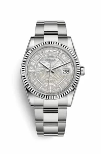 Rolex Day-Date 36 White Gold Fluted / Oyster / MOP Carousel 118239-0281 — фото часов Rolex Day-Date 36 White Gold Fluted / Oyster / MOP Carousel 118239-0281 — фото часов