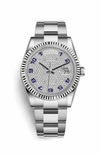Rolex Day-Date 36 White Gold Fluted / Oyster / Paved 118239-0311 — фото часов Rolex Day-Date 36 White Gold Fluted / Oyster / Paved 118239-0311 — фото часов