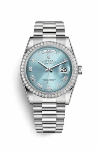 Rolex Day-Date 36 Platinum Diamonds / President / Ice Blue Roman 118346-0023 — фото часов Rolex Day-Date 36 Platinum Diamonds / President / Ice Blue Roman 118346-0023 — фото часов