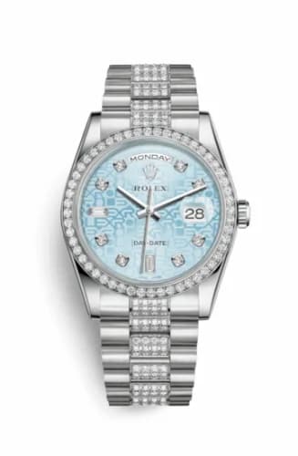 Rolex Day-Date 36 Platinum Diamonds / President Diamonds / Ice Blue Computer 118346-0032 — фото часов Rolex Day-Date 36 Platinum Diamonds / President Diamonds / Ice Blue Computer 118346-0032 — фото часов