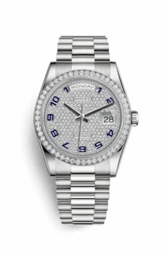 Rolex Day-Date 36 Platinum Diamonds / President / Paved 118346-0036 — фото часов Rolex Day-Date 36 Platinum Diamonds / President / Paved 118346-0036 — фото часов