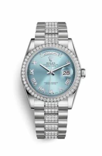 Rolex Day-Date 36 Platinum Diamonds / President Diamonds / Ice Blue Roman 118346-0044 — фото часов Rolex Day-Date 36 Platinum Diamonds / President Diamonds / Ice Blue Roman 118346-0044 — фото часов