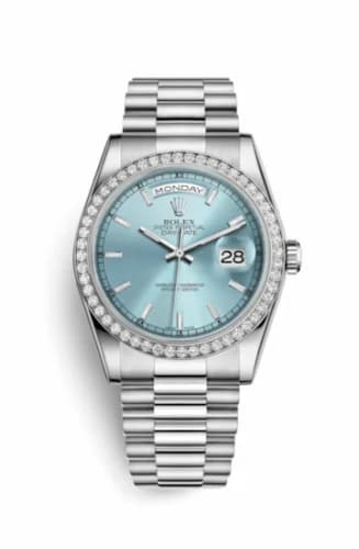 Rolex Day-Date 36 Platinum Diamonds / President / Ice Blue 118346-0047 — фото часов Rolex Day-Date 36 Platinum Diamonds / President / Ice Blue 118346-0047 — фото часов