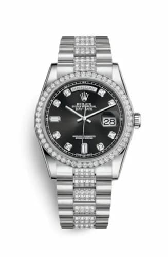Rolex Day-Date 36 Platinum Diamonds / President Diamonds / Black Diamonds 118346-0057 — фото часов Rolex Day-Date 36 Platinum Diamonds / President Diamonds / Black Diamonds 118346-0057 — фото часов