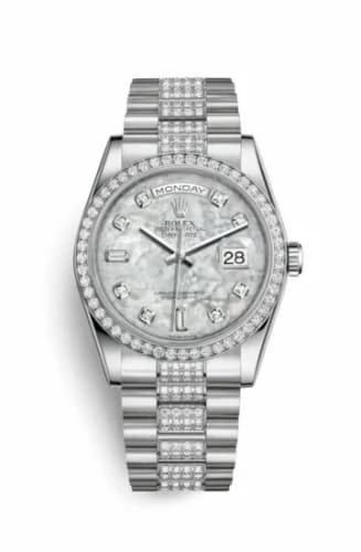 Rolex Day-Date 36 Platinum Diamonds / President Diamonds / MOP 118346-0073 — фото часов Rolex Day-Date 36 Platinum Diamonds / President Diamonds / MOP 118346-0073 — фото часов