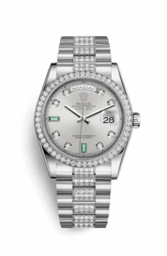 Rolex Day-Date 36 Platinum Diamonds / President Diamonds / Silver Diamond Emerald 118346-0083 — фото часов Rolex Day-Date 36 Platinum Diamonds / President Diamonds / Silver Diamond Emerald 118346-0083 — фото часов