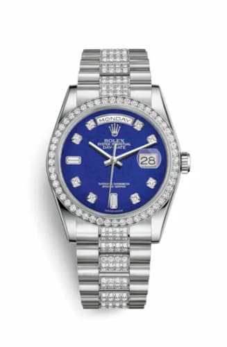 Rolex Day-Date 36 Platinum Diamonds / President Diamond / Lapis 118346-0089 — фото часов Rolex Day-Date 36 Platinum Diamonds / President Diamond / Lapis 118346-0089 — фото часов
