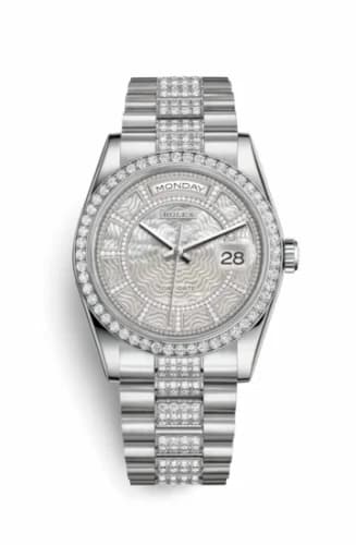 Rolex Day-Date 36 Platinum Diamonds / President Diamonds / White Carousel 118346-0091 — фото часов Rolex Day-Date 36 Platinum Diamonds / President Diamonds / White Carousel 118346-0091 — фото часов
