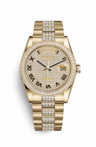 Rolex Day-Date 36 Yellow Gold Diamonds / President Diamond / Paved Roman 118348-0013 — фото часов Rolex Day-Date 36 Yellow Gold Diamonds / President Diamond / Paved Roman 118348-0013 — фото часов