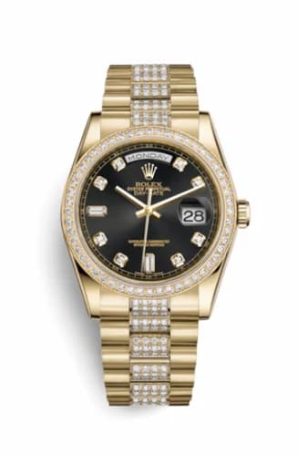 Rolex Day-Date 36 Yellow Gold Diamonds / President Diamond / Black Diamond 118348-0014 — фото часов Rolex Day-Date 36 Yellow Gold Diamonds / President Diamond / Black Diamond 118348-0014 — фото часов