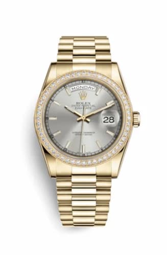 Rolex Day-Date 36 Yellow Gold Diamonds / President / Silver 118348-0036 — фото часов Rolex Day-Date 36 Yellow Gold Diamonds / President / Silver 118348-0036 — фото часов
