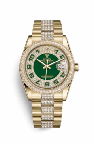 Rolex Day-Date 36 Yellow Gold Diamonds / President Diamonds / Green Paved 118348-0056 — фото часов Rolex Day-Date 36 Yellow Gold Diamonds / President Diamonds / Green Paved 118348-0056 — фото часов