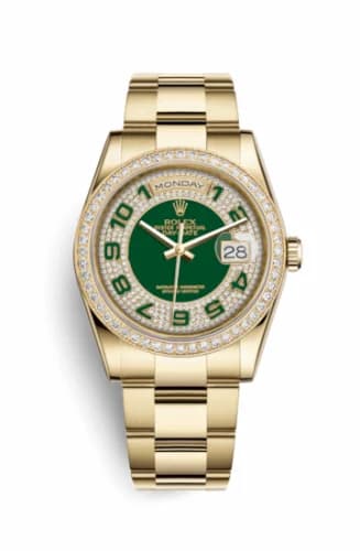 Rolex Day-Date 36 Yellow Gold Diamonds / Oyster / Green Paved 118348-0059 — фото часов Rolex Day-Date 36 Yellow Gold Diamonds / Oyster / Green Paved 118348-0059 — фото часов