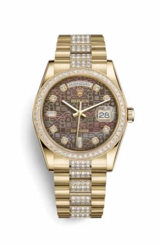 Rolex Day-Date 36 Yellow Gold Diamonds / President / Black MOP Computer 118348-0066 — фото часов Rolex Day-Date 36 Yellow Gold Diamonds / President / Black MOP Computer 118348-0066 — фото часов