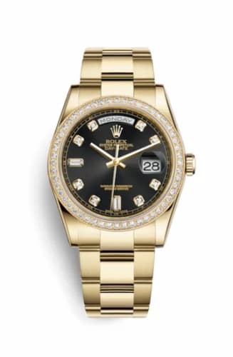 Rolex Day-Date 36 Yellow Gold Diamonds / Oyster / Black Diamonds 118348-0096 — фото часов Rolex Day-Date 36 Yellow Gold Diamonds / Oyster / Black Diamonds 118348-0096 — фото часов