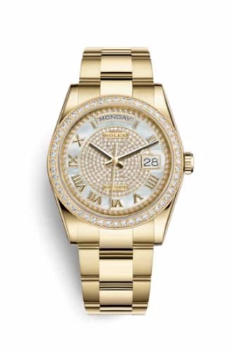 Rolex Day-Date 36 Yellow Gold Diamonds / Oyster / Paved Roman 118348-0127 — фото часов Rolex Day-Date 36 Yellow Gold Diamonds / Oyster / Paved Roman 118348-0127 — фото часов