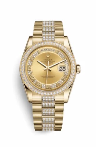 Rolex Day-Date 36 Yellow Gold Diamonds / President Diamonds / Champagne Roman 118348-0132 — фото часов Rolex Day-Date 36 Yellow Gold Diamonds / President Diamonds / Champagne Roman 118348-0132 — фото часов