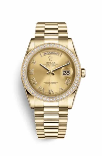 Rolex Day-Date 36 Yellow Gold Diamonds / President / Champagne Roman 118348-0147 — фото часов Rolex Day-Date 36 Yellow Gold Diamonds / President / Champagne Roman 118348-0147 — фото часов