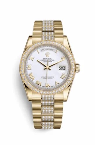 Rolex Day-Date 36 Yellow Gold Diamonds / President Diamonds / White Roman 118348-0151 — фото часов Rolex Day-Date 36 Yellow Gold Diamonds / President Diamonds / White Roman 118348-0151 — фото часов