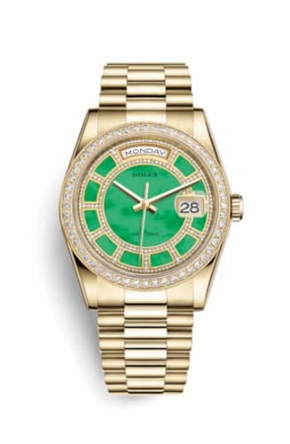 Rolex Day-Date 36 Yellow Gold Diamonds / President / Green Jade Carousel 118348-0180 — фото часов Rolex Day-Date 36 Yellow Gold Diamonds / President / Green Jade Carousel 118348-0180 — фото часов