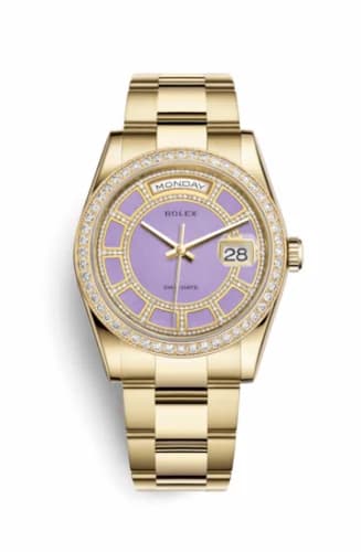 Rolex Day-Date 36 Yellow Gold Diamonds / Oyster / Lavender Jade Carousel 118348-0190 — фото часов Rolex Day-Date 36 Yellow Gold Diamonds / Oyster / Lavender Jade Carousel 118348-0190 — фото часов