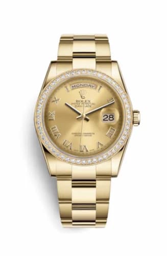 Rolex Day-Date 36 Yellow Gold Diamonds / Oyster / Champagne Roman 118348-0194 — фото часов Rolex Day-Date 36 Yellow Gold Diamonds / Oyster / Champagne Roman 118348-0194 — фото часов