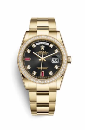 Rolex Day-Date 36 Yellow Gold Diamonds / Oyster / Black Diamonds Rubies 118348-0209 — фото часов Rolex Day-Date 36 Yellow Gold Diamonds / Oyster / Black Diamonds Rubies 118348-0209 — фото часов