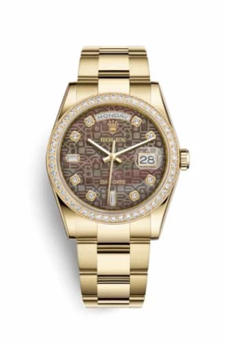 Rolex Day-Date 36 Yellow Gold Diamonds / Oyster / Black MOP Computer 118348-0224 — фото часов Rolex Day-Date 36 Yellow Gold Diamonds / Oyster / Black MOP Computer 118348-0224 — фото часов