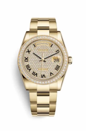 Rolex Day-Date 36 Yellow Gold Diamonds / Oyster / Paved Roman 118348-0226 — фото часов Rolex Day-Date 36 Yellow Gold Diamonds / Oyster / Paved Roman 118348-0226 — фото часов