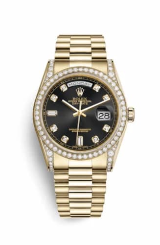 Rolex Day-Date 36 Yellow Gold Diamonds / President Diamonds / Black Diamond 118388-0021 — фото часов Rolex Day-Date 36 Yellow Gold Diamonds / President Diamonds / Black Diamond 118388-0021 — фото часов