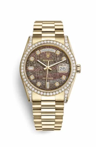 Rolex Day-Date 36 Yellow Gold Diamonds / President / Black MOP Computer 118388-0029